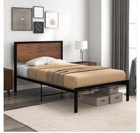 Letto singolo stile industrial con materasso