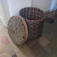 Cesto Legno Castagno Vintage con Coperchio Ø50 cm