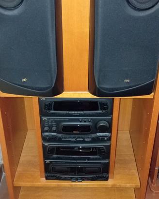 stereo JVC con casse e mobiletto 