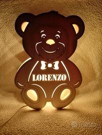 Lampada in legno a led personalizzabile nome logo