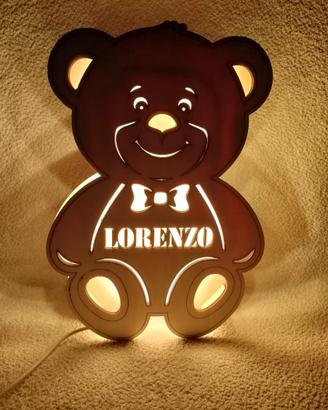 Lampada in legno a led personalizzabile nome logo
