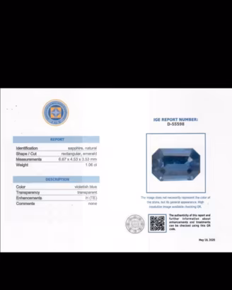 Zaffiro con certificato di autenticicita 