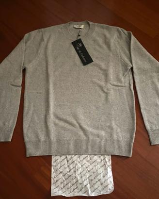 Golf grigio chiaro nuovo 100% puro cashmere tg. L
