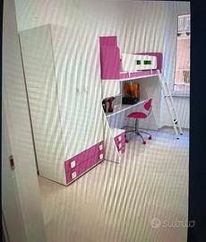 Cameretta con letto a soppalco ragazza bambina