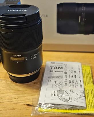 obiettivo Tamron 35mm 1.4 SP attacco Ef