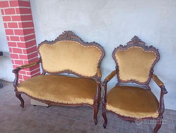 divanetto e poltrona stile barocco '900