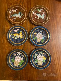 N. 6 piatti cloisonne’  perfetti! Diametro 10 cm