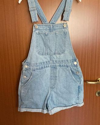 Salopette corta jeans Bershka XS denim chiaro esti