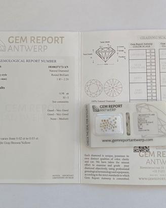 Diamanti Naturali 0.98ct Certificati AN