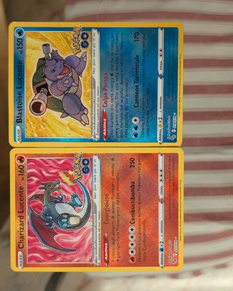 carte pokemon Blastoise e Charizard lucente ITA