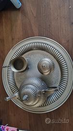 set tre pezzi stile Sheffield in peltro