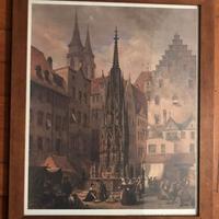 Quadro con cornice in legno scuro 40 x 30 cm