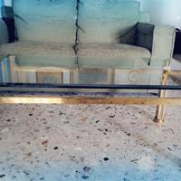 Tavolino da salotto ottone ripiano in cristallo