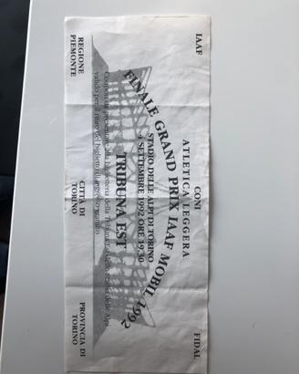 Biglietto atletica leggera IAAF 1992 Torino