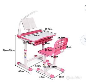 Scrivania e sedia regolabili per bambini