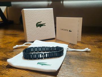 Bracciale lacoste uomo nero acciaio inox 