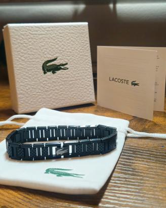 Bracciale lacoste uomo nero acciaio inox 