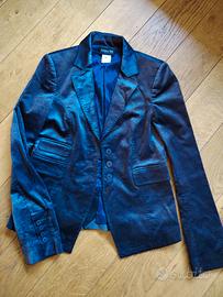 Blazer Patrizia Pepe in velluto blu di cotone 