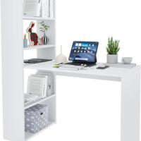 scrivania bianca con libreria integrata