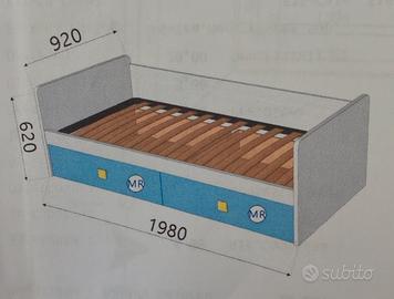 Letto singolo contenitore + rete NUOVO