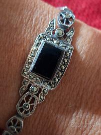 antico bracciale argento 925 ONICE E MARCASITE