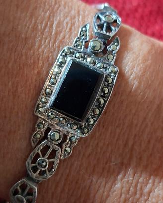 antico bracciale argento 925 ONICE E MARCASITE