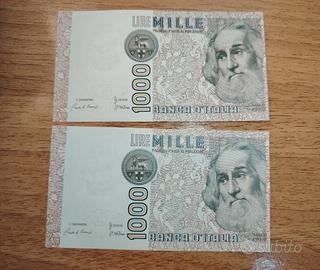 2 banconote 1000 lire marco polo consecutive 