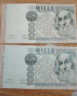 2 banconote 1000 lire marco polo consecutive 