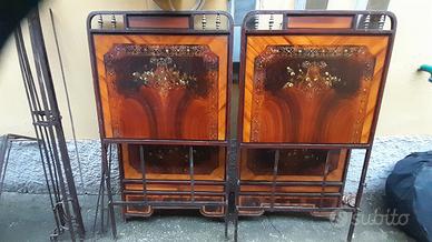 letto in ferro battuto del 900 decorato a mano