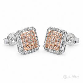 Orecchini Donna Quadrati in pave' di diamanti Oro