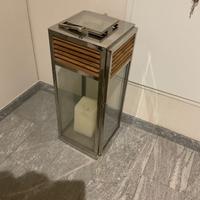 Lampada in acciaio e legno con cero