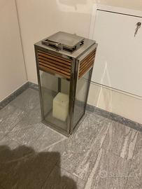 Lampada in acciaio e legno con cero