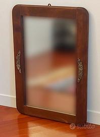 Specchio da parete in legno massello fregi ottone