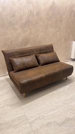 Divano letto in stoffa marrone