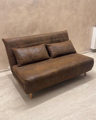 Divano letto in stoffa marrone