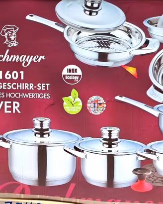 Set di pentole, padelle in acciaio inox
