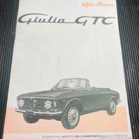 Libretto Uso e Manutezione Alfa Romeo Giulia GTC