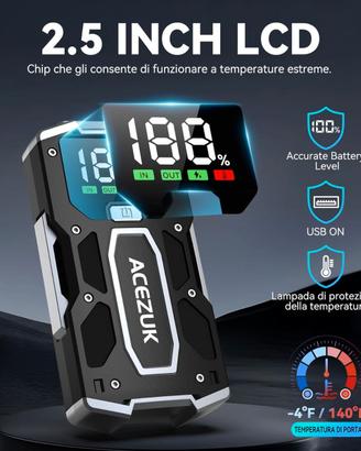 Avviatore Batteria Auto Moto 7000A LED LCD