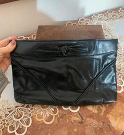 Borsa nera vintage con fiocco