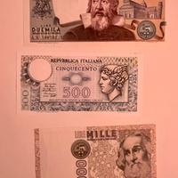 500 lire - 1000 lire - 2000 lire banconote antiche