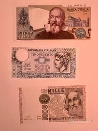 500 lire - 1000 lire - 2000 lire banconote antiche