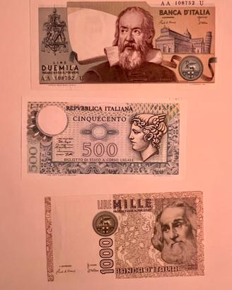 500 lire - 1000 lire - 2000 lire banconote antiche