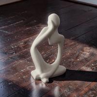 Statua Pensante Design Moderno Bianco Satinato