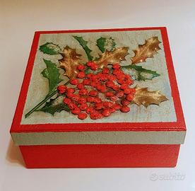 Natale - scatola decorata decoupage a mano