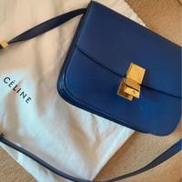 CÉLINE borsa a tracolla in pelle verniciata blu