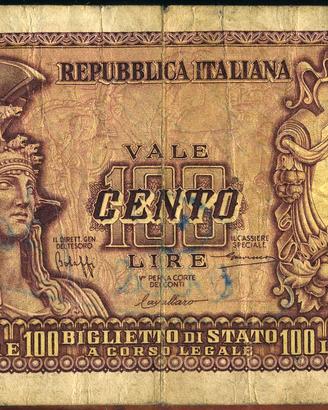 100 lire 1951 con firme di Carla Boni e Togliani A