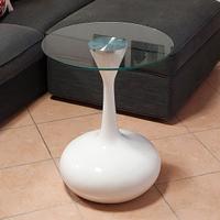 Tavolinetto tondo bianco lucido