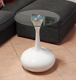 Tavolinetto tondo bianco lucido