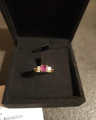 Anello oro giallo rubino e diamanti