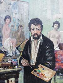 E. Frigoli - quadro: il pittore e la modella